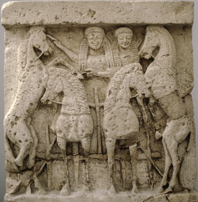 Demeter and Kore in a chariot.... Selinous, c.550-530 BCE