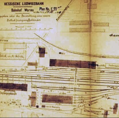 Hessische Ludwigsbahn, Worms, Hessen, Privatbahn Private railway Germany 1853