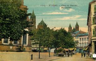 Worms Marktplatz Peterstraße Dom um 1900