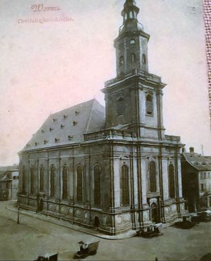 Worms Marktplatz Markt Dreifaltigkeitskirche Barock vor 1945