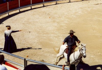 Me and my horse, Arènes, Jeux Gardians, Saintes-Maries, Camargue 2000