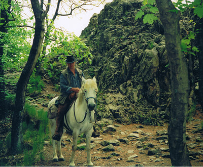 Donnersberg 2001, Cheval Camargue, mit meinem Camarguepferd.
