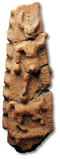 Enigmatic 'Gallo-Roman' terracotta votive from Nantes, 2nd-3rd century AD: A horned god (Cernunnos?) standing on what appears to be a wolf