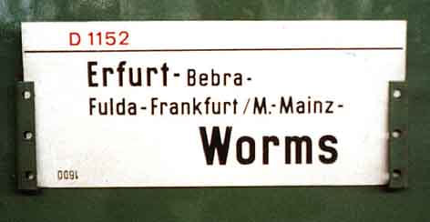 D-Zug der DR von Erfurt nach Worms nach der Wende...