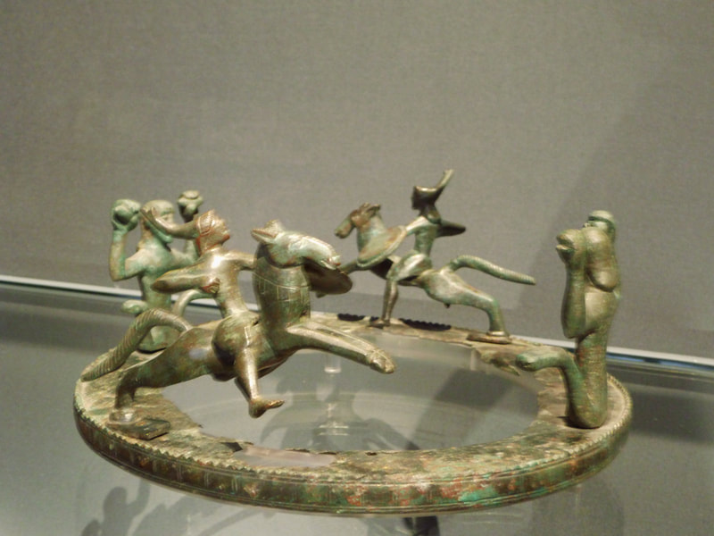 Rider and Persons with snake-like legs, Campanian, 5th c. BCE, Bronze sculpture (Kunsthistorisches Museum, Wien, photo: R.H.)